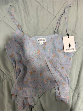 White Room + Cactus Summer Pastel Blue Floral Camisole
